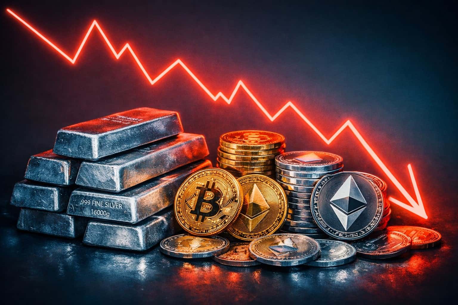 Plata tokenizada dominó las liquidaciones cripto superando a Bitcoin en medio de caída del 30%