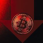 Imagen de bitcoin con una flecha bajista y un precio de $61.000 en el centro