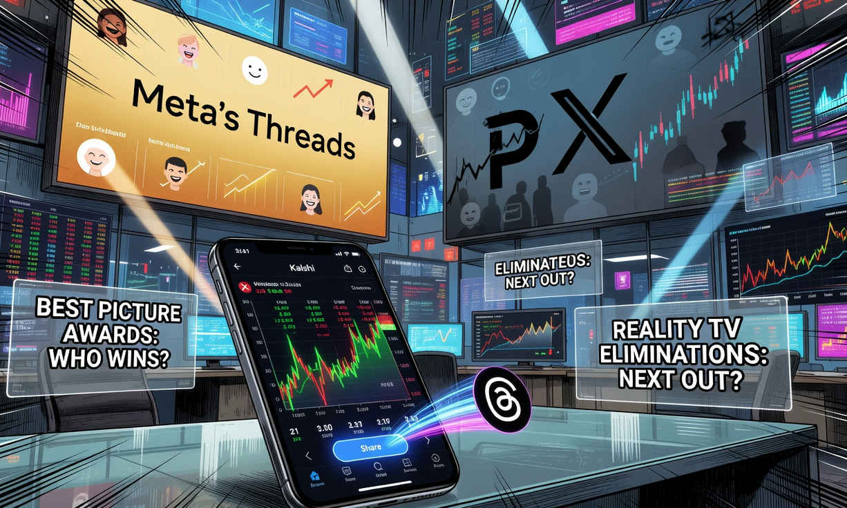 Kalshi añade botón para compartir en Threads y se aleja de X tras su alianza con Polymarket