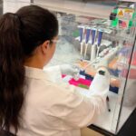 Persona en un área rural con un roedor, enfermedad por hantavirus