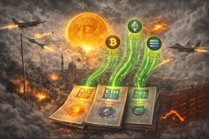 Imagen de criptomonedas con un fondo de mapa de Irán, simbolizando la incautación de activos digitales.