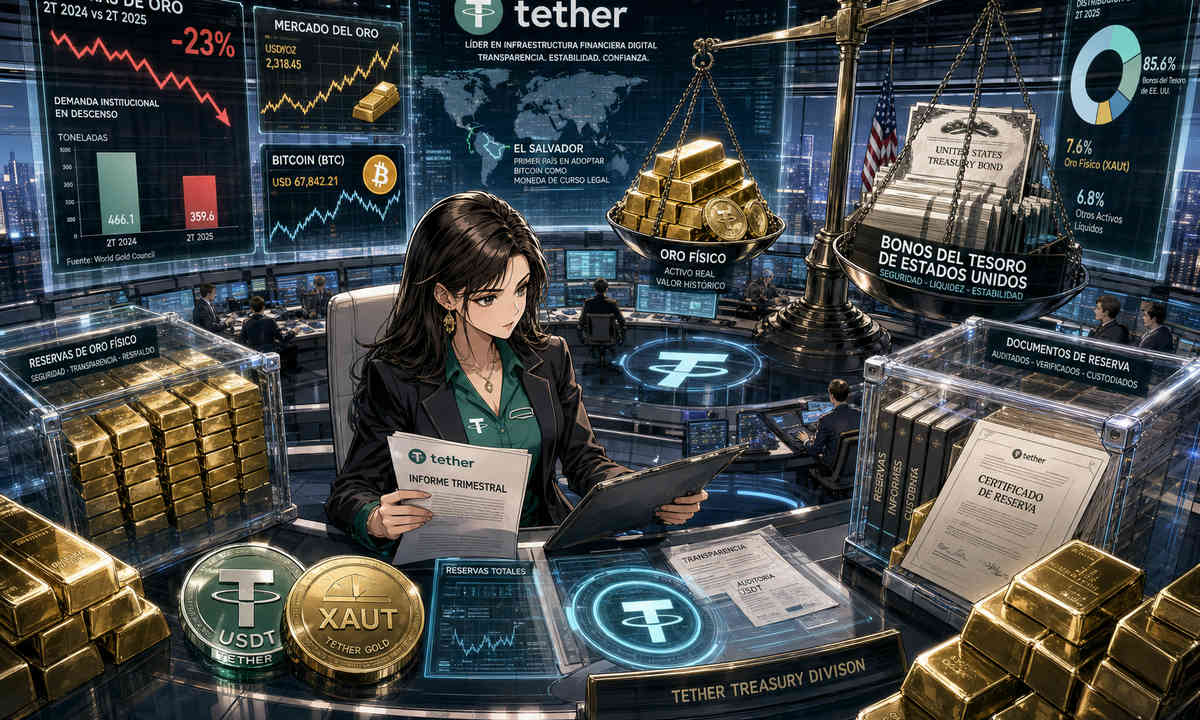 Tether desacelera compras de oro para reservas de USDT en el primer trimestre