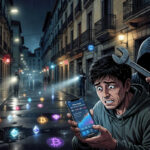 Una persona sostiene una tarjeta de crédito y una criptomoneda, con un fondo de una ciudad europea