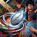 Gráfica de XRP con un alza del 1,05% y un volumen diario en descenso