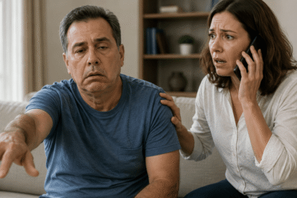 Persona con cara caída y debilidad en un brazo, síntomas de un ACV