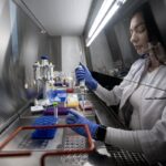 Células cancerosas con alteraciones moleculares bajo microscopio