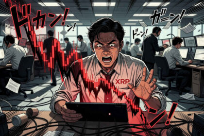 Gráfica de XRP mostrando una caída del 4,67% hasta $1,25 con indicadores técnicos en zona de alerta
