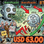 Imagen de Bitcoin con un valor de cotización de más de $63.000 y un gráfico de tendencia alcista.