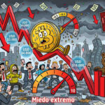 Gráfico de Bitcoin con indicadores de miedo extremo y posible recuperación.