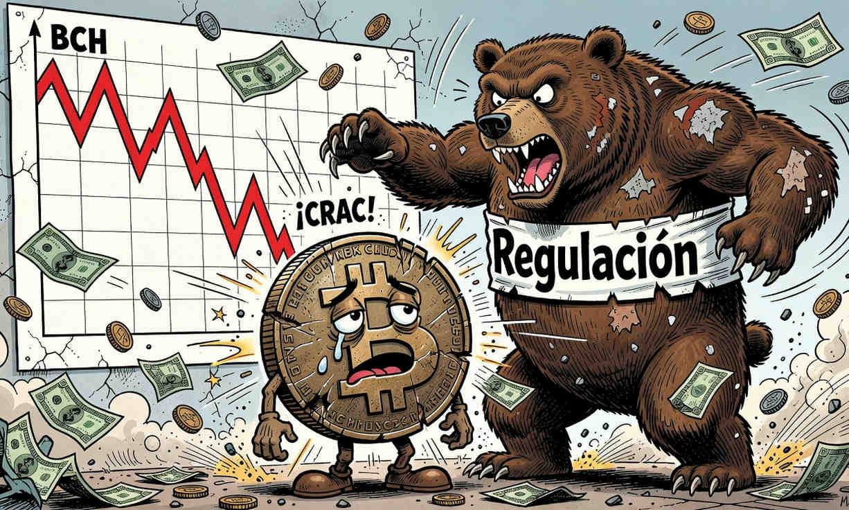 Gráfico de BCH con tendencia bajista y precio en $200,14