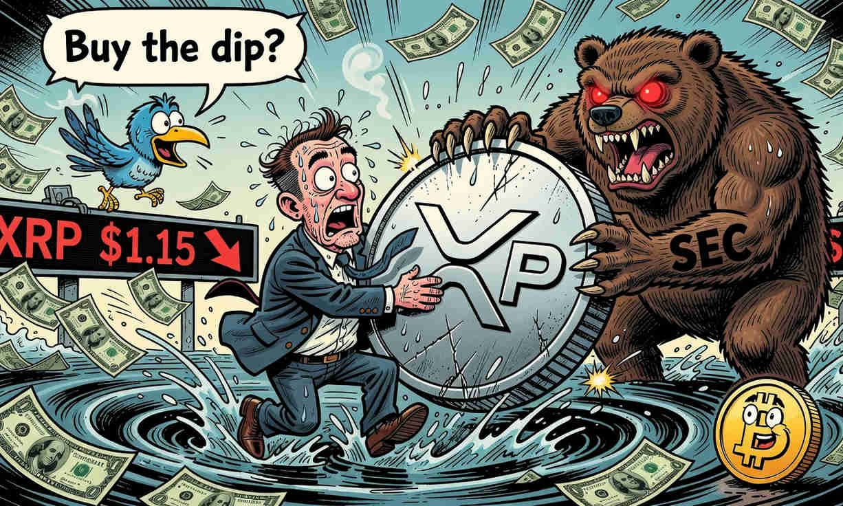 Gráfica de XRP mostrando su caída y soporte en $1,12