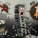 Gráfico de Bitcoin con un desplome del 45% en volumen de negociación