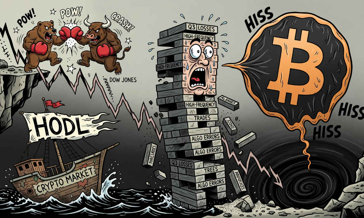 Gráfico de Bitcoin con un desplome del 45% en volumen de negociación