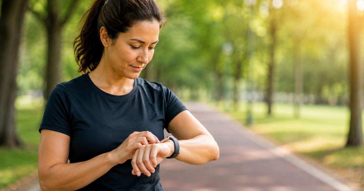 Persona caminando a paso rápido por la mañana, lista para empezar el día con energía y proteger su corazón