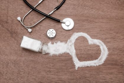 Persona midiendo su presión arterial en casa, con un tensiómetro